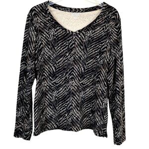 Kim Rogers Cotton Animal Print V-Neck Top M 🔥